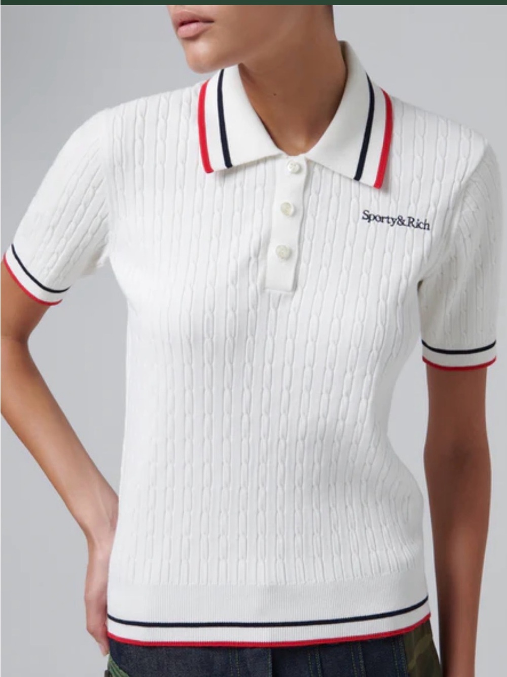 Sporty & Rich
White Serif Logo Mila Polo